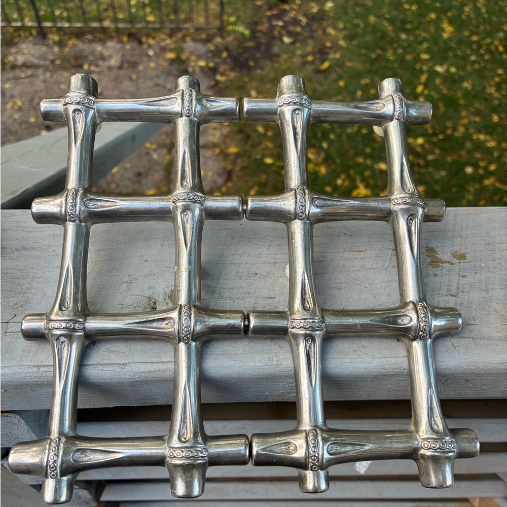 2 Zinc Bamboo Trivets Expandable